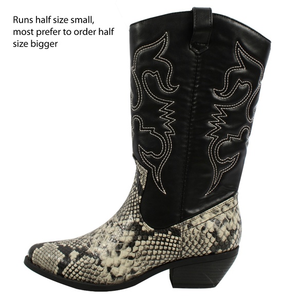 Black and Python Cowboy Boots - Picture 4 of 7